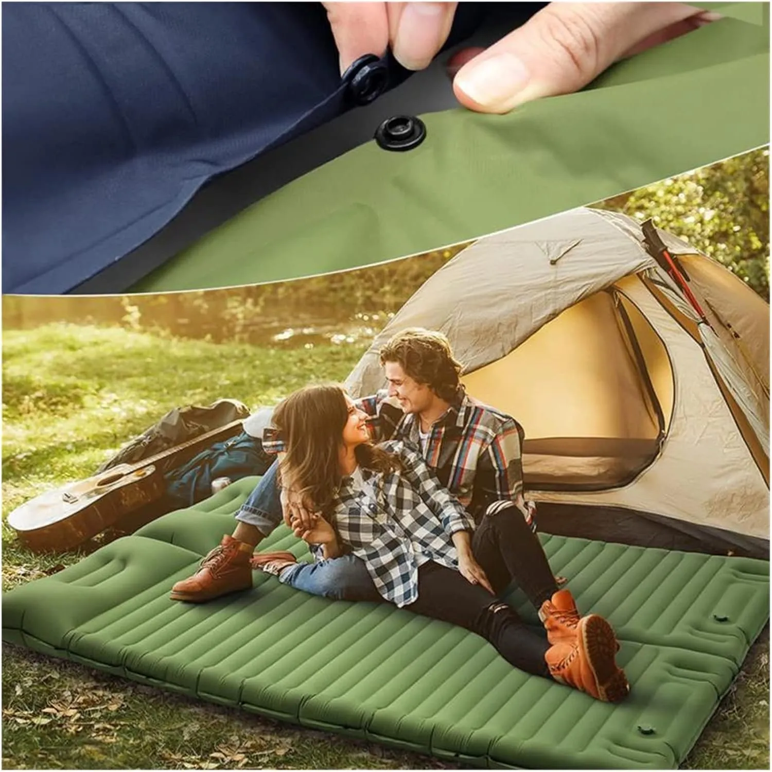 GaRcan Outdoor Camping Mat Air Mattress Ultra-Light Mountain Climbing Air Cushion Portable Sleeping Pad Moisture-Proof (Blue)