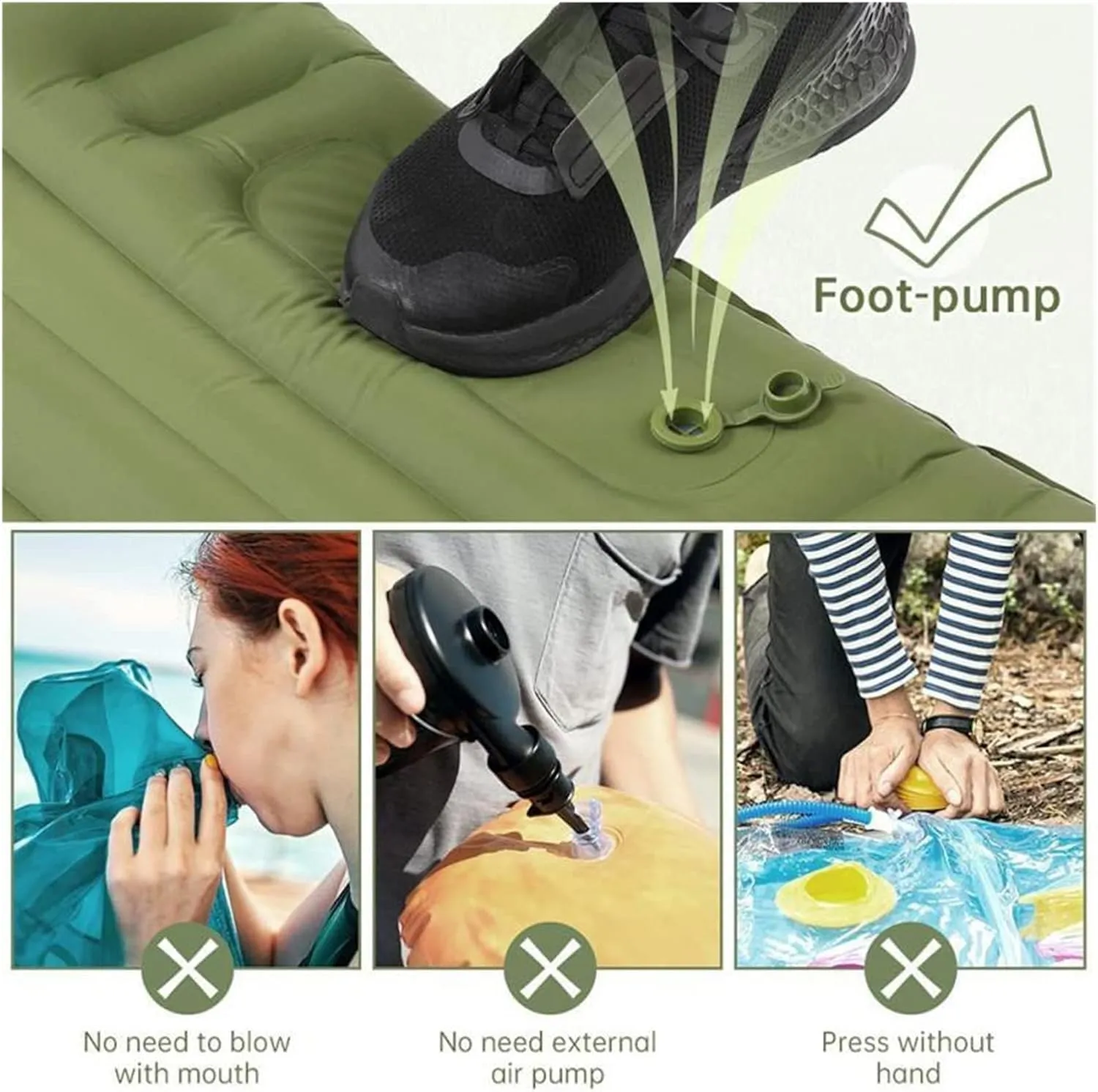 GaRcan Outdoor Camping Mat Air Mattress Ultra-Light Mountain Climbing Air Cushion Portable Sleeping Pad Moisture-Proof (Blue)