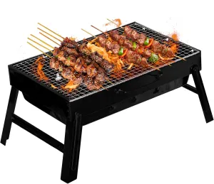 Gardenised Portable Charcoal Grill Foldable Stainless Steel BBQ for Camping Backyard Tailgating Hiking Picnic Travel Beach Parties Garden Gatherings Poolside Cooking Skewers & Outdoor Barbecues, Large