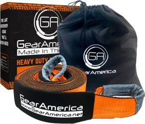GearAmerica Heavy Duty Tow & Winch Extension 4"x30' - 46,076-lb Recovery Rope for Offroad, Weather Resistant, Triple Reinforced Loops - Truck Accessories - Tow Strap