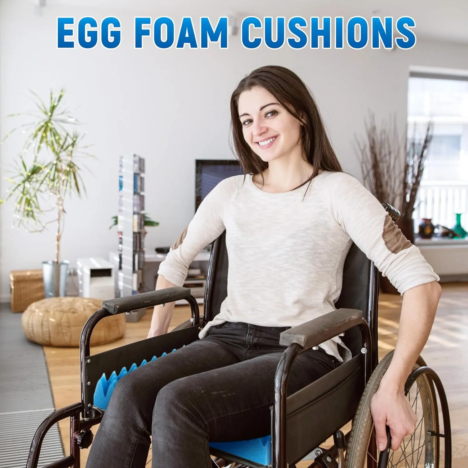 Geiserailie 2 Pcs Egg Foam Pad Egg Chair Cushion to Relieve Back Foam Seat Cushion Chair Accessories Pad for Office Recliner Wheelchair Home Car (Blue)