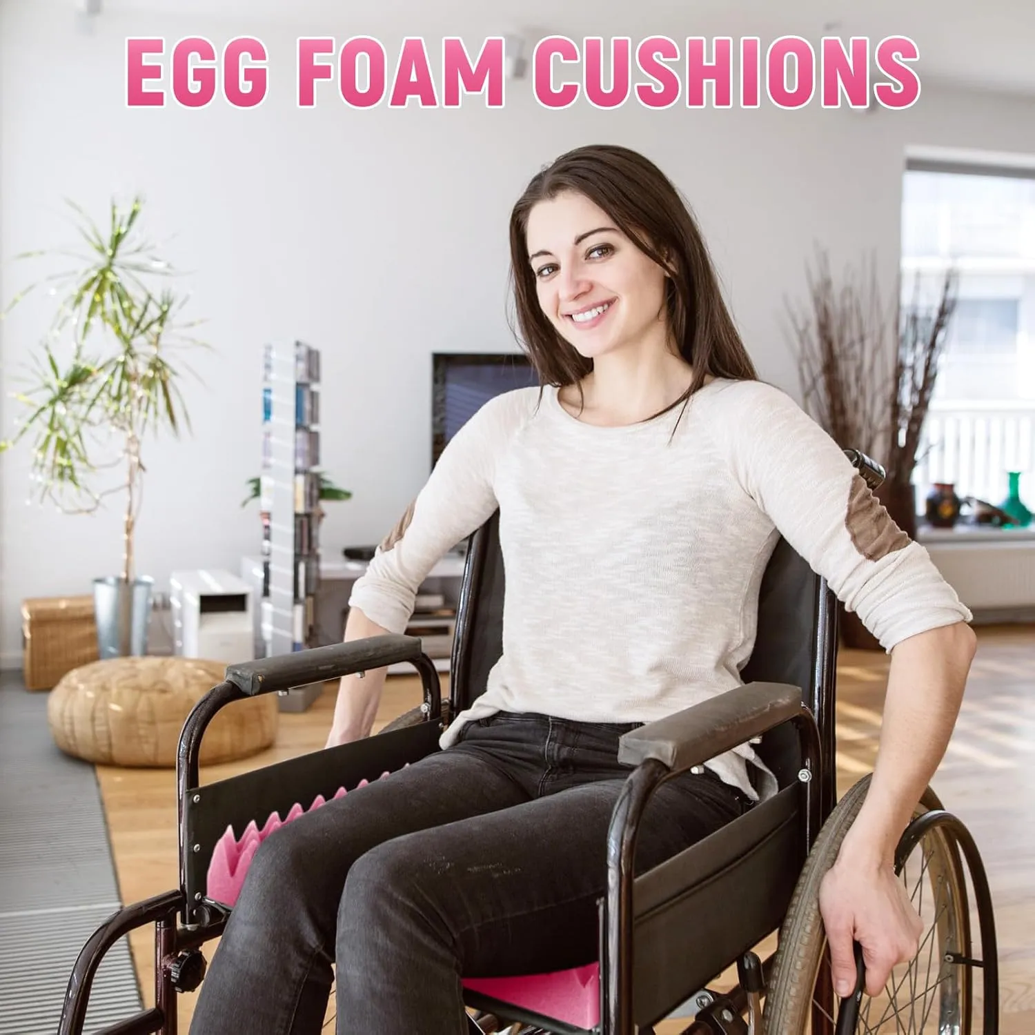 Geiserailie 2 Pcs Egg Foam Pad Egg Chair Cushion to Relieve Back Foam Seat Cushion Chair Accessories Pad for Office Recliner Wheelchair Home Car (Pink)