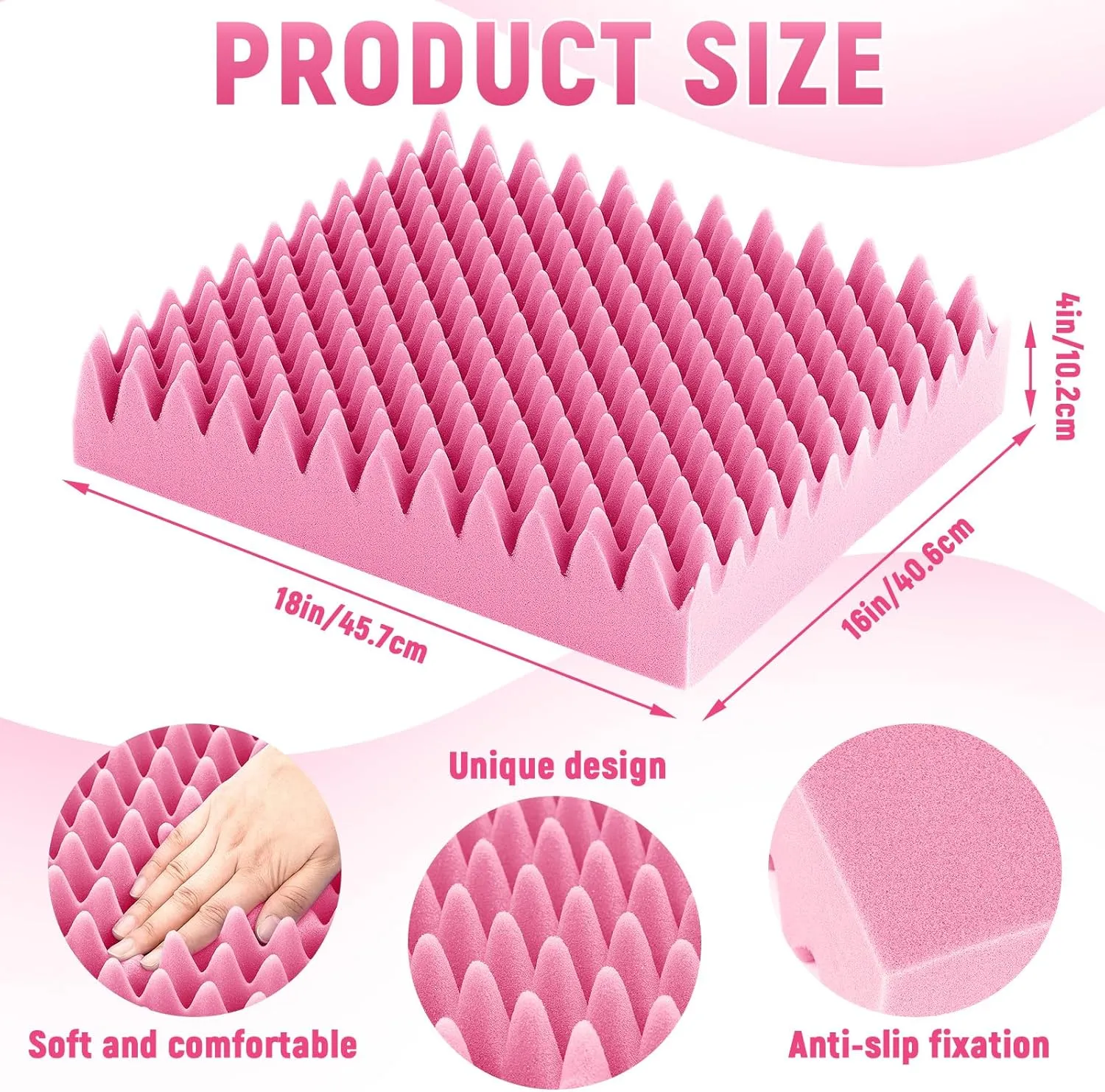 Geiserailie 2 Pcs Egg Foam Pad Egg Chair Cushion to Relieve Back Foam Seat Cushion Chair Accessories Pad for Office Recliner Wheelchair Home Car (Pink)