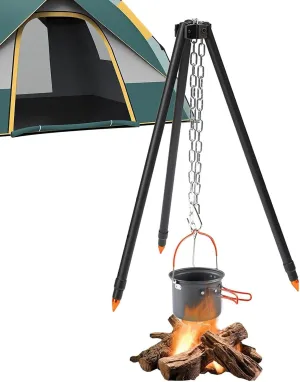 Generic Campfire Tripod, Camping Kitchen Tripod - Heavy Duty Tripod Stand - Campfire Tripod Stand for Family Outings, Friends Parties,