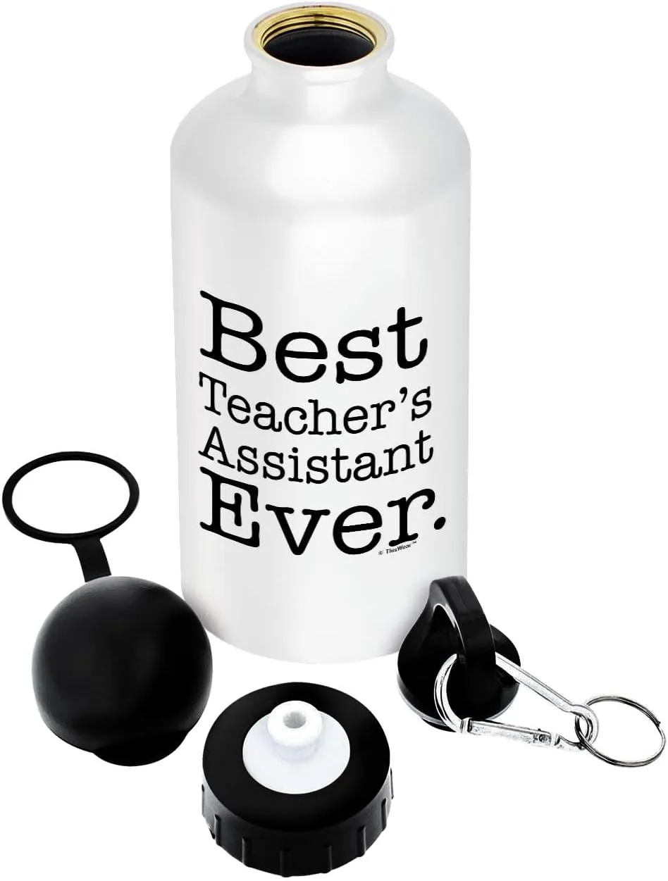 Gifts for Teachers Best Teacher's Assistant Ever Gift for Teacher Appreciation Gift for Women Aluminum Water Bottle with Cap & Sport Top White