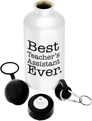 Gifts for Teachers Best Teacher's Assistant Ever Gift for Teacher Appreciation Gift for Women Aluminum Water Bottle with Cap & Sport Top White