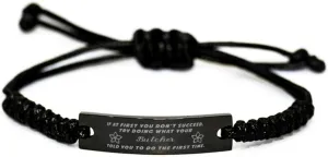 GIFTVILLE & SURPRISE Black Stainless Steel Handmade Bracelets Adjustable Cord Inspirational, Butcher If at first you don't succeed, try doing what your athletic trainer told you to do the first time.