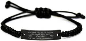 GIFTVILLE & SURPRISE Black Stainless Steel Handmade Bracelets Adjustable Cord Inspirational, Laborer If at first you don't succeed, try doing what your athletic trainer told you to do the first time.