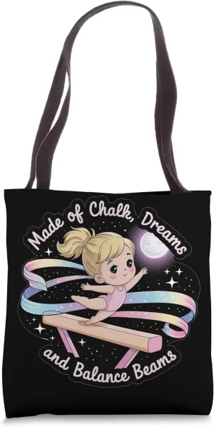Girls Gymnastics Made of Chalk Dreams and Balance Beams Kids Tote Bag