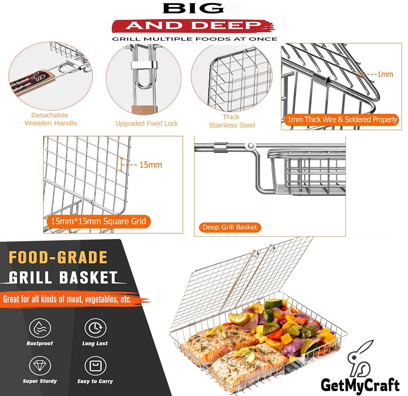 GMC-BBQ-Grill Basket (Stainless Steel)