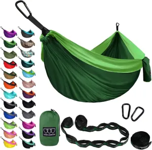 Gold Armour Camping Hammock - XL Double Hammock Portable Hammock Camping Accessories Gear for Outdoor Indoor with Tree Straps, USA Based Brand (Green)