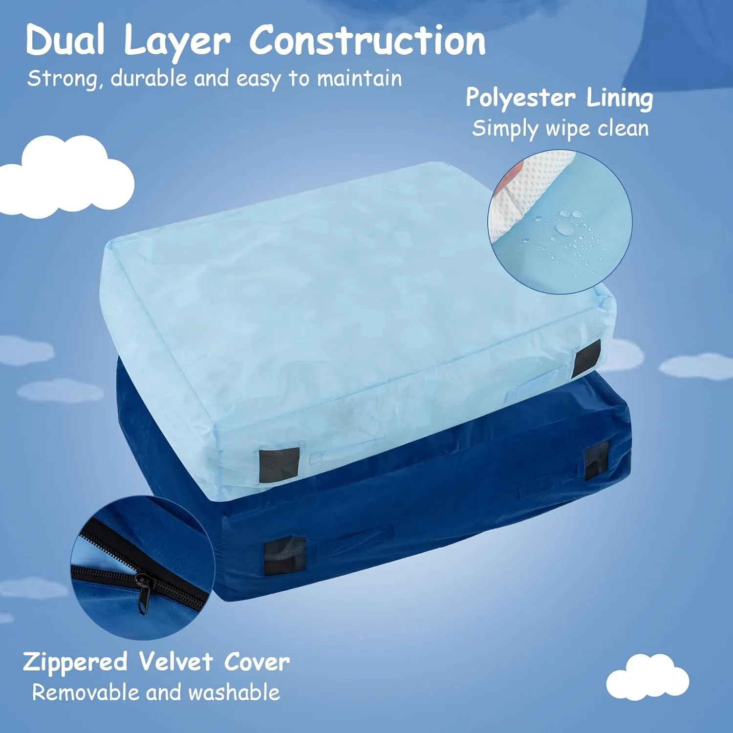 Goplus Crash Pad, 57"x57"/ 47"x35.5" (4.75x4.75ft/ 4x3ft) Sensory Mat with Foam Blocks and Washable Velvet Cover for Kids and Adults Play, Therapy, Jump, Relax
