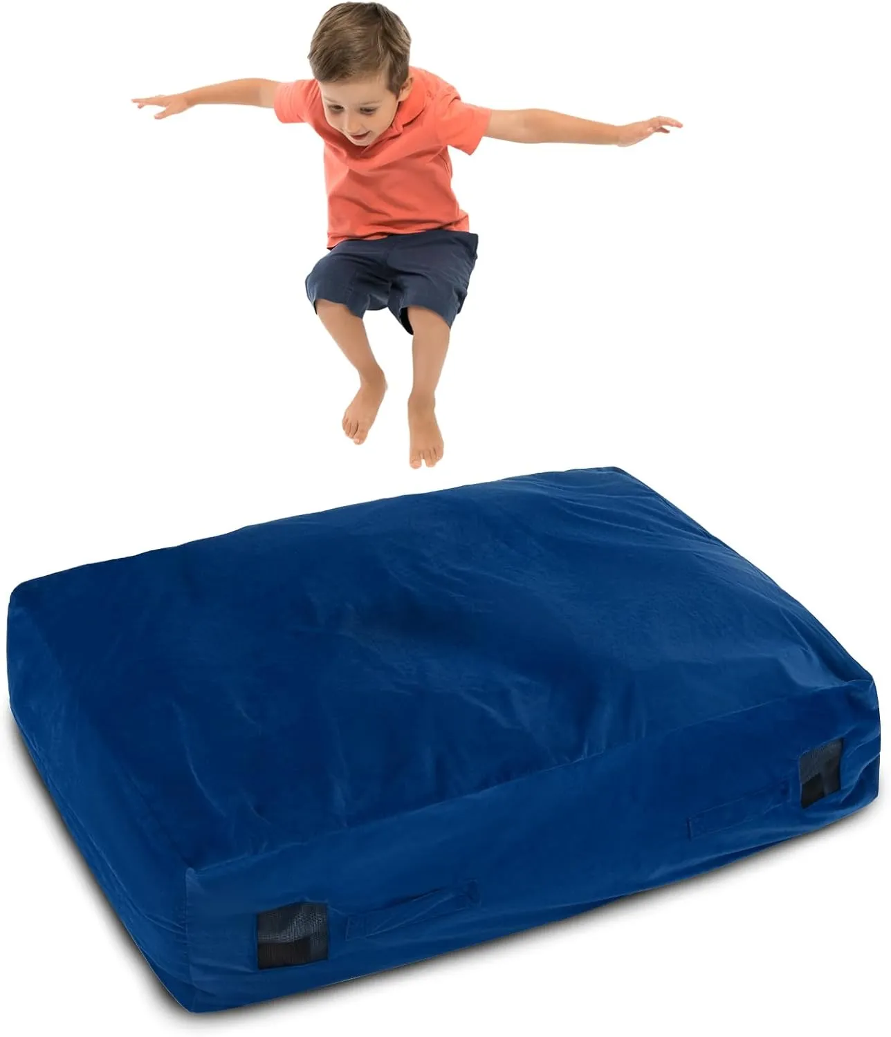 Goplus Crash Pad, 57"x57"/ 47"x35.5" (4.75x4.75ft/ 4x3ft) Sensory Mat with Foam Blocks and Washable Velvet Cover for Kids and Adults Play, Therapy, Jump, Relax