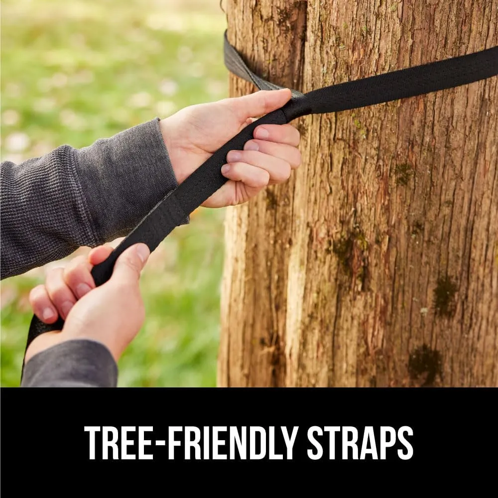 GORILLA GRIP Durable Portable Camping Hammock, Holds 500lbs with Heavy Duty Tree Straps, Comfortable Travel Swing, Camp Hammocks, Easy to Use and Install, Outdoor Essentials, Black, 10x6.5 FT