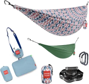 Grand Trunk Ultimate Hammock Bundle – Lightweight Hammock Kit with Adjustable Straps, Travel Pillow & Gear Sling (Wild Forest)