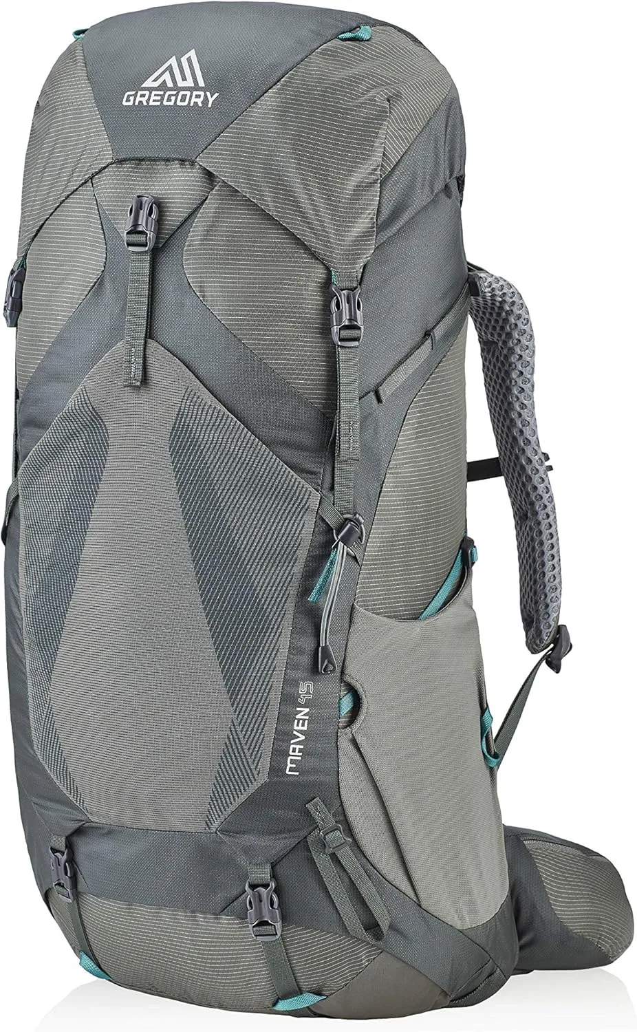 Gregory Maven 45L Women's Backpacking Pack, Breathable Backpanel and Shoulder Harness, Raincover Included, Built-In Hydration Sleeve (Reservoir Not Included), Extra Small/Small, Helium Grey