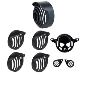 Grill Combo Head light,Indicator Shade,Tail Light Skull, Eyes Full Set - (Pack of 8 Pcs )
