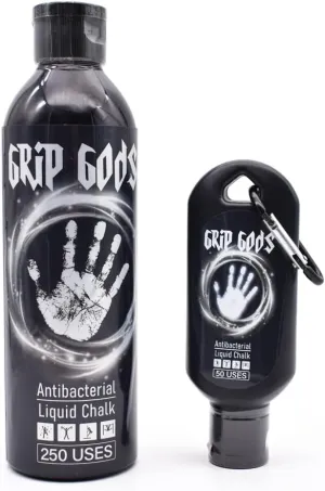 Grip Gods Liquid Chalk Combo Travel Bottle (50ML) & Refill Bottle (250ML) for Weight Lifting, Gym, Rock Climbing, Pole Grip, Gymnastics, Sports, and Workout Chalk., White