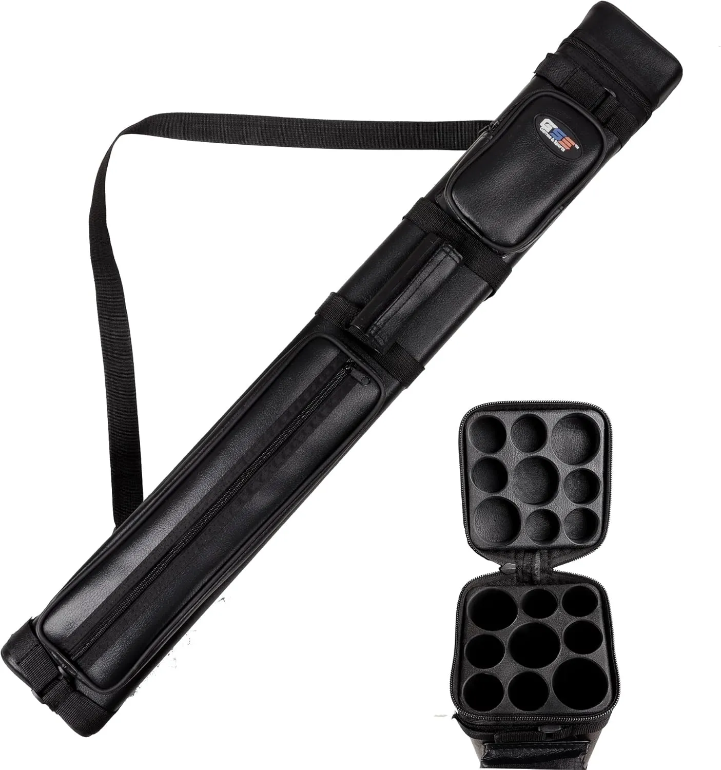 GSE Games & Sports Expert 3x6 Hard Pool Cue Case, Billiard Stick Carrying Bag for 3 Sticks, Holds 3 Butts and 6 Shafts (Several Colors Available)