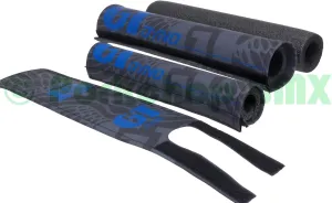 GT DYNO 1989 re-issue 3 Piece Nylon BMX Bicycle Padset - BLACK GRAY BLUE