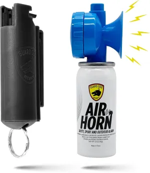 Guard Dog Security Air Horn for Safety and Pepper Spray Self Defense Keychain for Women and Men Safety Set, Loud Blow Horn with 16 Foot Long Range Pepper Spray