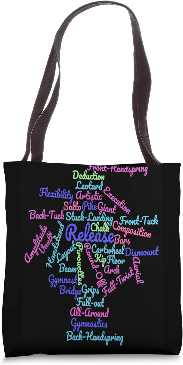 Gymnastics Word Cloud Gymnast Pink Purple Beam Tote Bag