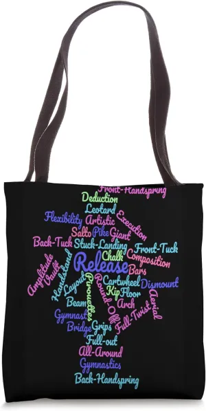 Gymnastics Word Cloud Gymnast Pink Purple Beam Tote Bag