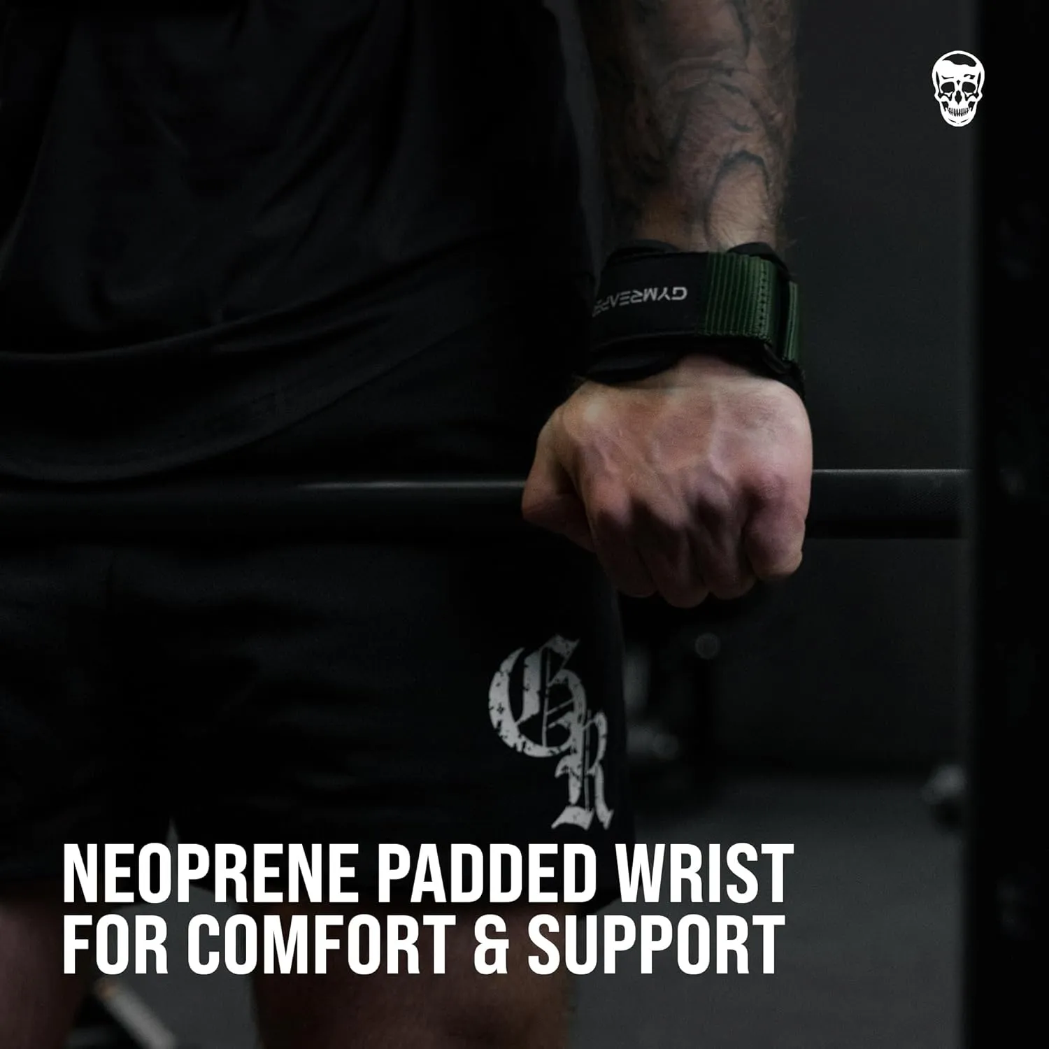 Gymreapers Weight Lifting Grips (Pair) for Heavy Powerlifting, Deadlifts, Rows, Pull Ups, with Neoprene Padded Wrist Wraps Support and Strong Rubber Gloves or Straps for Bodybuilding