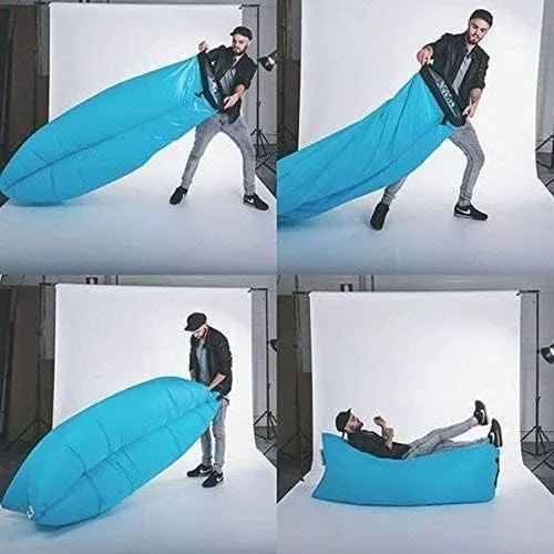 HaiChao Inflatable Lounger Sofa Air Chair Sofa Sleeping Bag Couch Air Sofa Bed for Lakes, Beaches, Garden, Camping (Black)