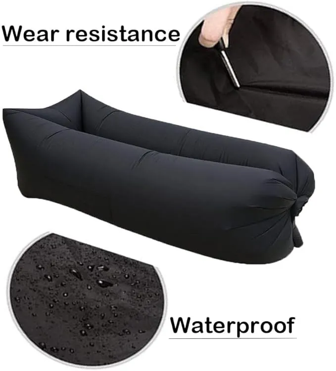 HaiChao Inflatable Lounger Sofa Air Chair Sofa Sleeping Bag Couch Air Sofa Bed for Lakes, Beaches, Garden, Camping (Black)