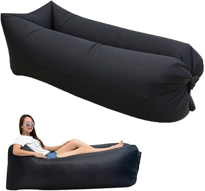 HaiChao Inflatable Lounger Sofa Air Chair Sofa Sleeping Bag Couch Air Sofa Bed for Lakes, Beaches, Garden, Camping (Black)