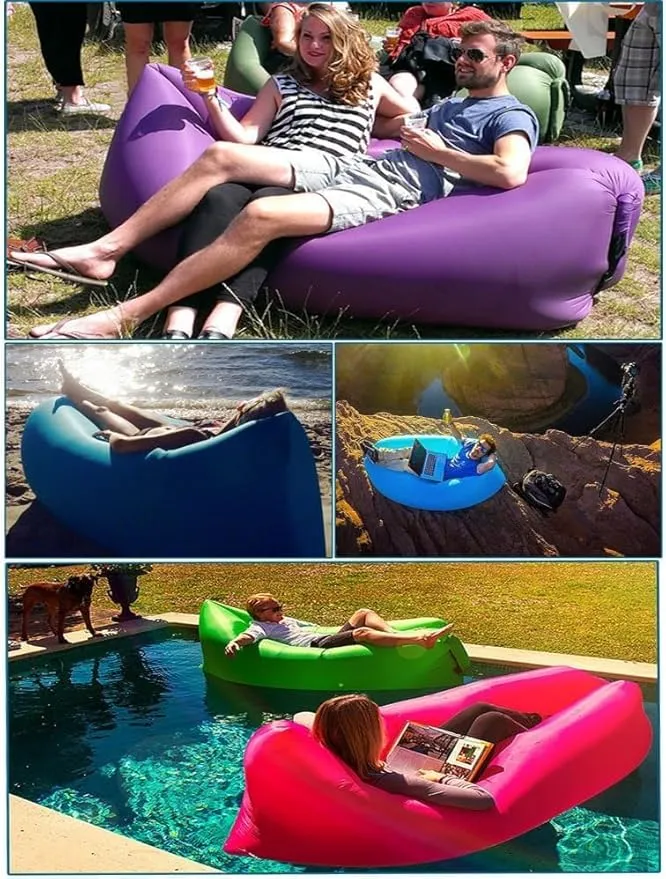 HaiChao Inflatable Lounger Sofa Air Chair Sofa Sleeping Bag Couch Air Sofa Bed for Lakes, Beaches, Garden, Camping (Black)