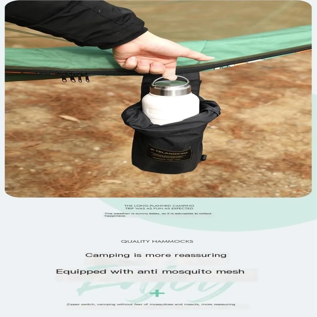 Hammock Automatic Quick-Open Pole Double-Layer Hammock with Sunshade Outdoor Camper Double Hammock with Mosquito Net Hammocks for Outside(C)