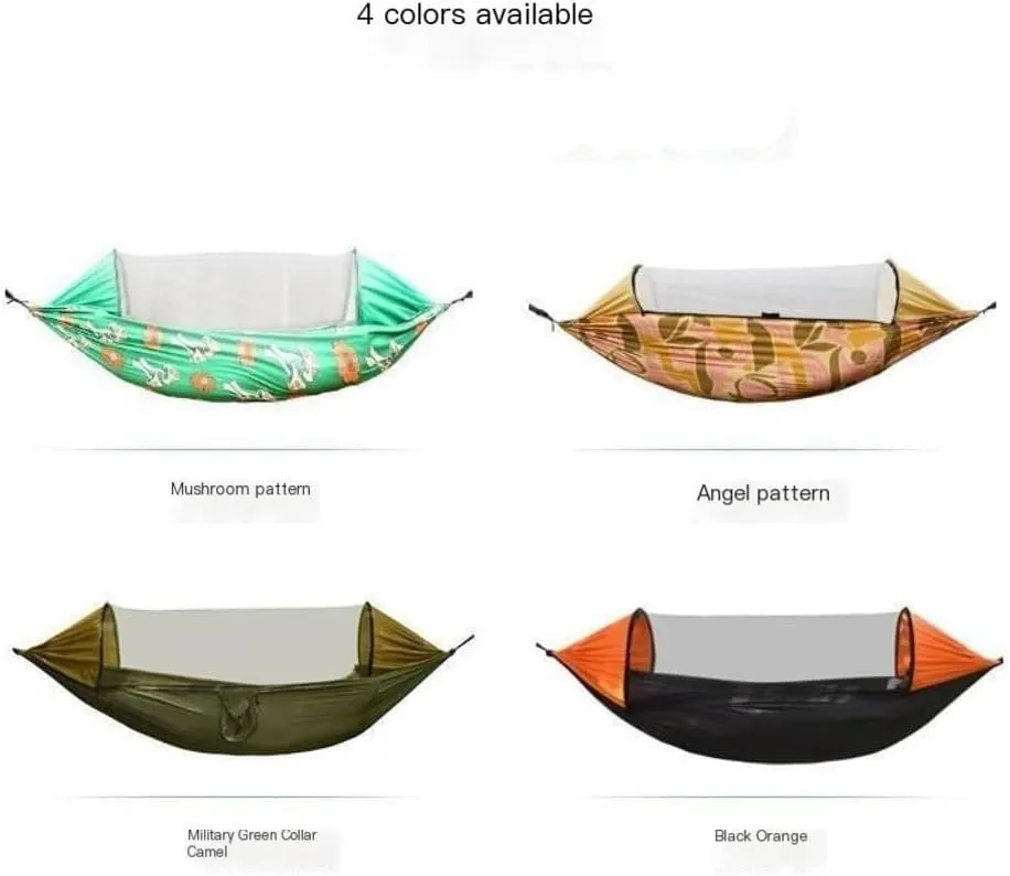 Hammock Automatic Quick-Open Pole Double-Layer Hammock with Sunshade Outdoor Camper Double Hammock with Mosquito Net Hammocks for Outside(C)