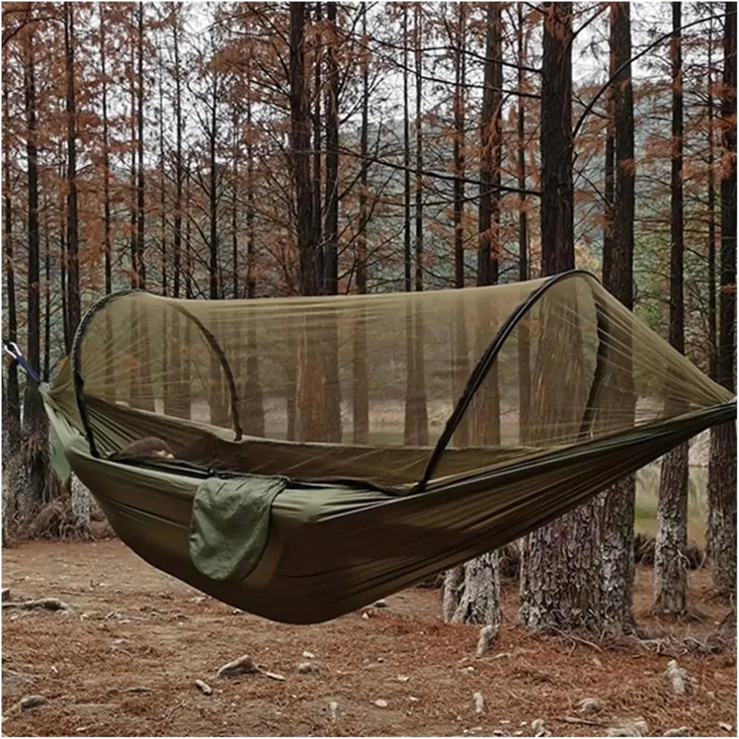 Hammock Automatic Quick Opening Mosquito net Hammock 250 * 120CM Camping Essentials(Blue)