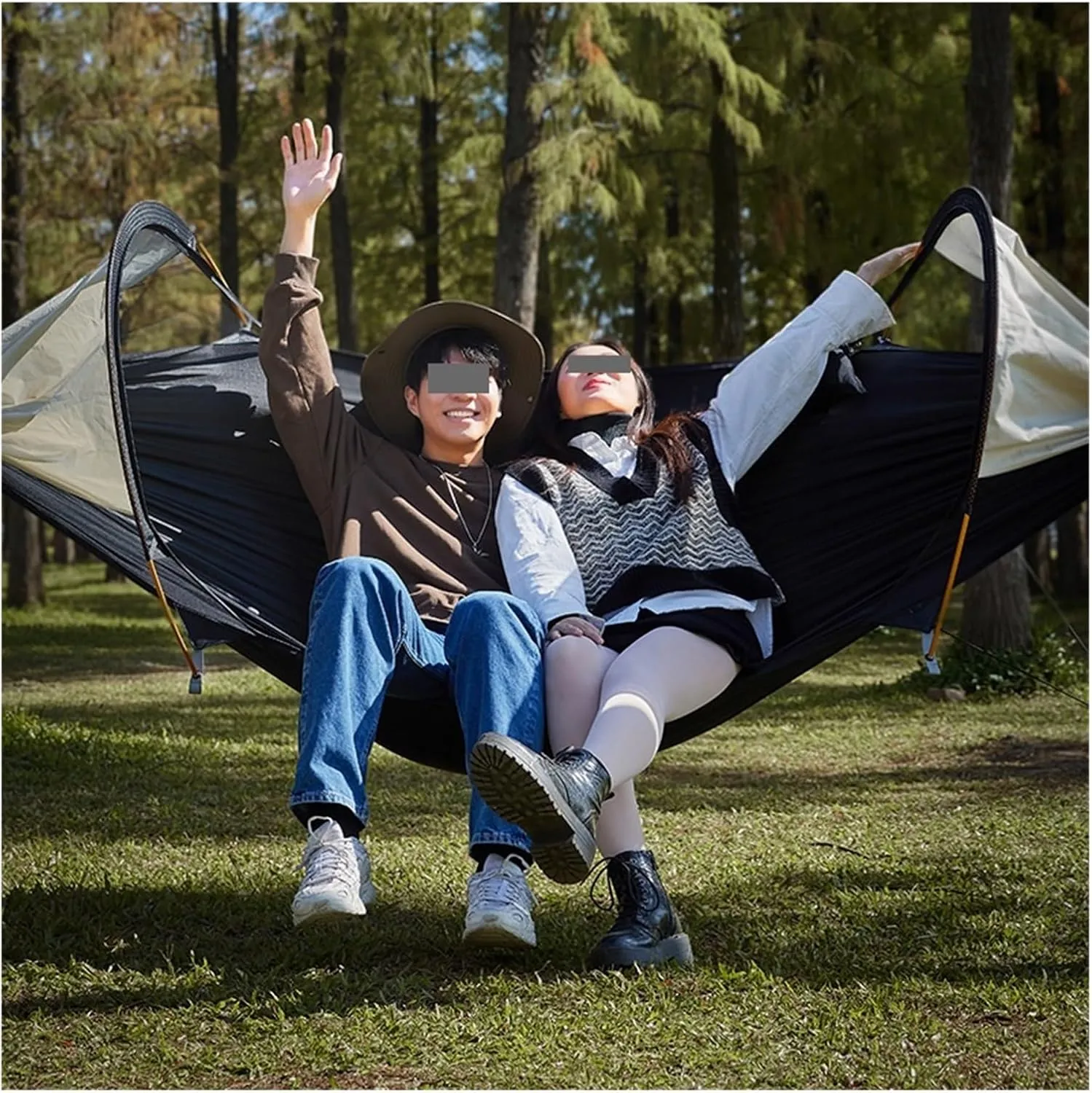 Hammock Bohemian Outdoor Camping Hammock 2.0 Version Mosquito Proof and Hammock with Sunshade Lightweight(Brown 2.0)
