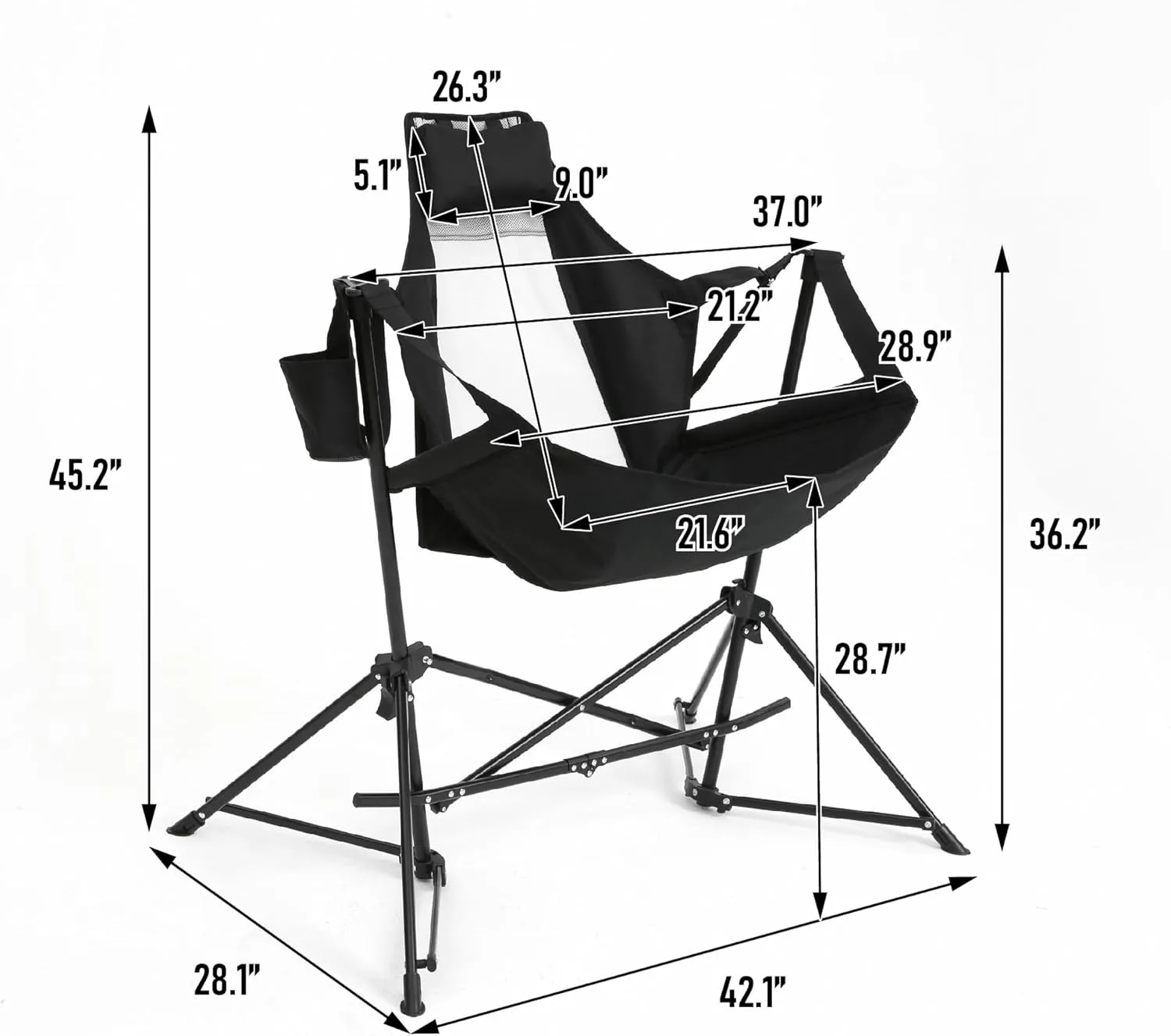 Hammock Camping Chair 2 Pack Portable Folding Rocking Chair with Pillow & Cup Holder, Adjustable Recliner for Outdoor Travel Lawn Backyard, Lightweight Aluminum Alloy Frame with Carry Bag (Blue)