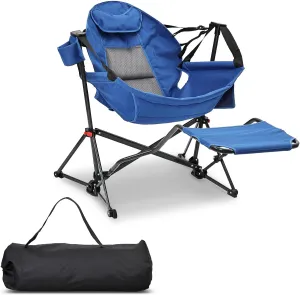 Hammock Camping Chair with Leg Rest,Lightweight Portable Outdoor Chair for Camping and Hiking, Supports 500lbs,Blue