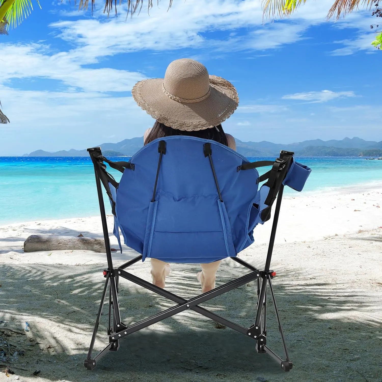 Hammock Camping Chair with Leg Rest,Lightweight Portable Outdoor Chair for Camping and Hiking, Supports 500lbs,Blue