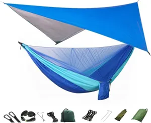 Hammock Camping Hammock Mosquito Net and Hammock Canopy Portable Nylon Hammock Rain Fly Tree Straps for Hiking Camping Survival Travel Swing