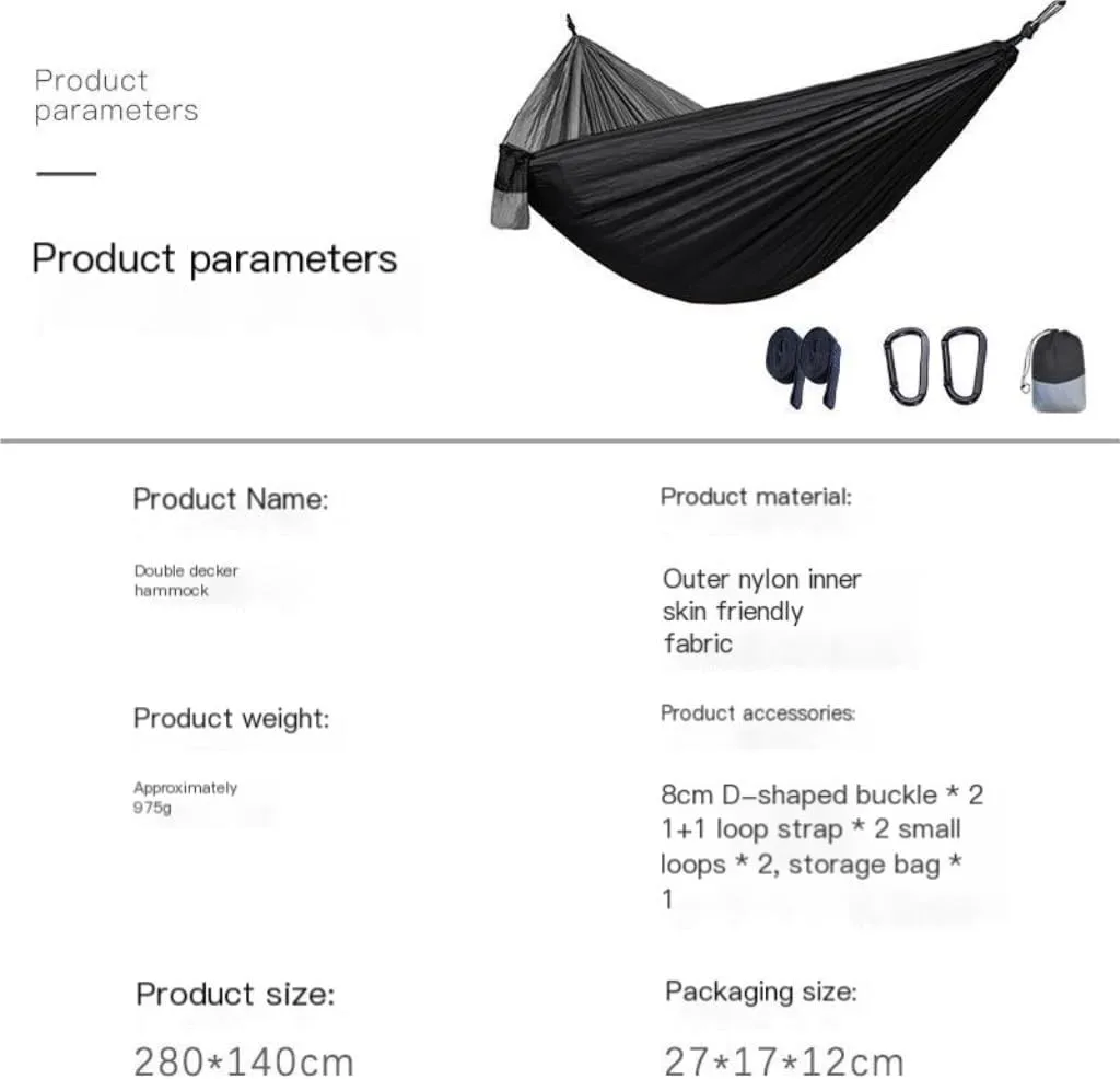 Hammock Double Canopy Mosquito Net Hammock Set Tent Parachute Cloth Camping Automatic Anti-Mosquito Mosquito Net Hammock Hammock Outdoor(E)