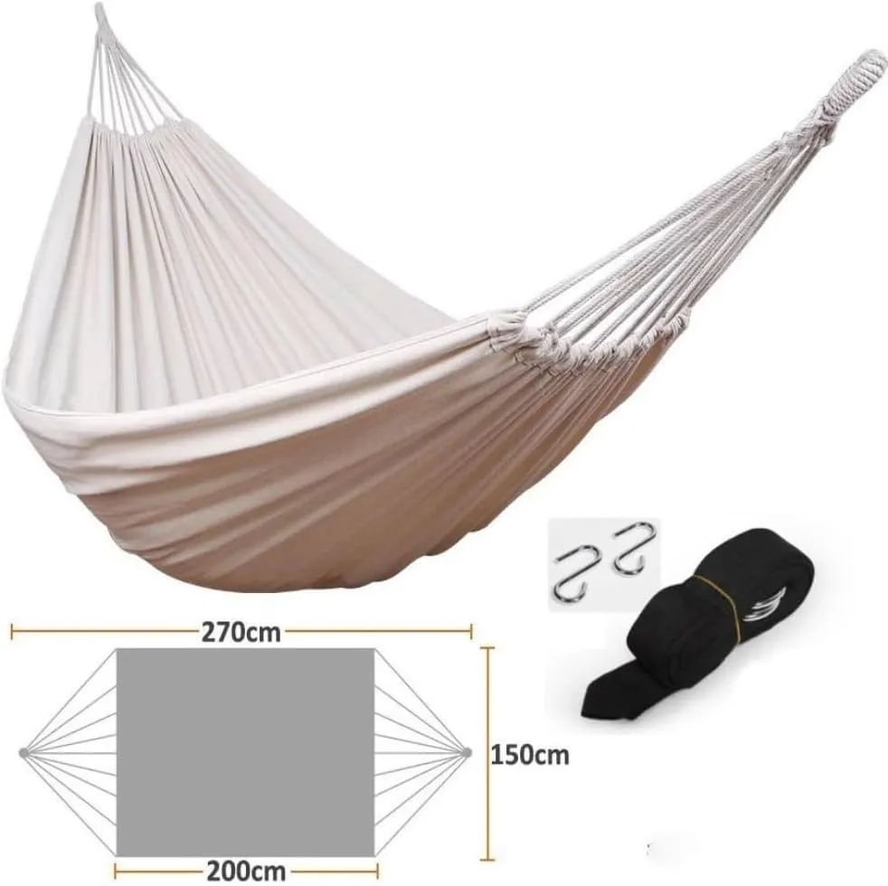 Hammock Double Double Beach Hammock Indoor Outdoor Camping Swing Portable Canvas Balcony Lazy Courtyard Hammock Hanging Chair Hammock Outdoor(A)