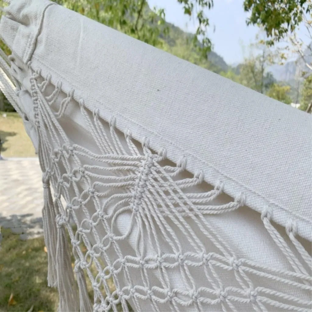 Hammock Double Outdoor Anti-Rollover Double Hammock Outdoor Camping Tassel Canvas Hammock Beach Photography Bohemian Swing Hammock Outdoor