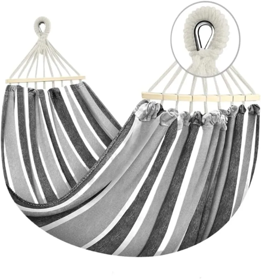 Hammock Double Outdoor Canvas Hammock Camping Anti-Rollover Swing Thickened Spot Single Double Duckbill Buckle Hammock Hammock Outdoor(A)