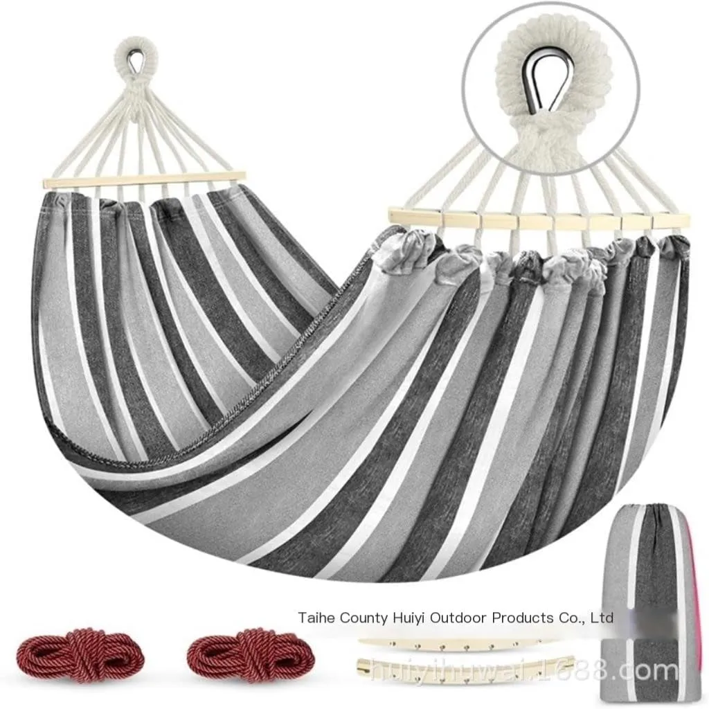 Hammock Double Outdoor Canvas Hammock Camping Anti-Rollover Swing Thickened Spot Single Double Duckbill Buckle Hammock Hammock Outdoor(A)