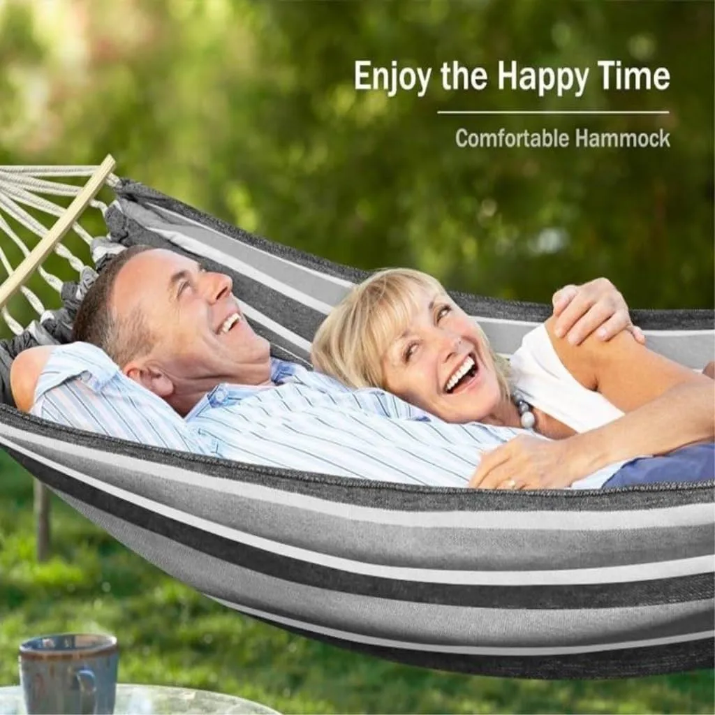 Hammock Double Outdoor Canvas Hammock Camping Anti-Rollover Swing Thickened Spot Single Double Duckbill Buckle Hammock Hammock Outdoor(A)