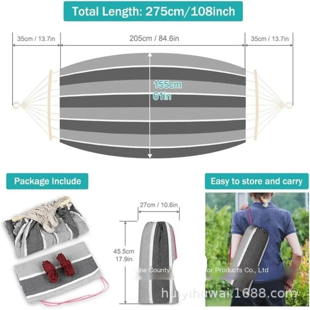 Hammock Double Outdoor Canvas Hammock Camping Anti-Rollover Swing Thickened Spot Single Double Duckbill Buckle Hammock Hammock Outdoor(A)