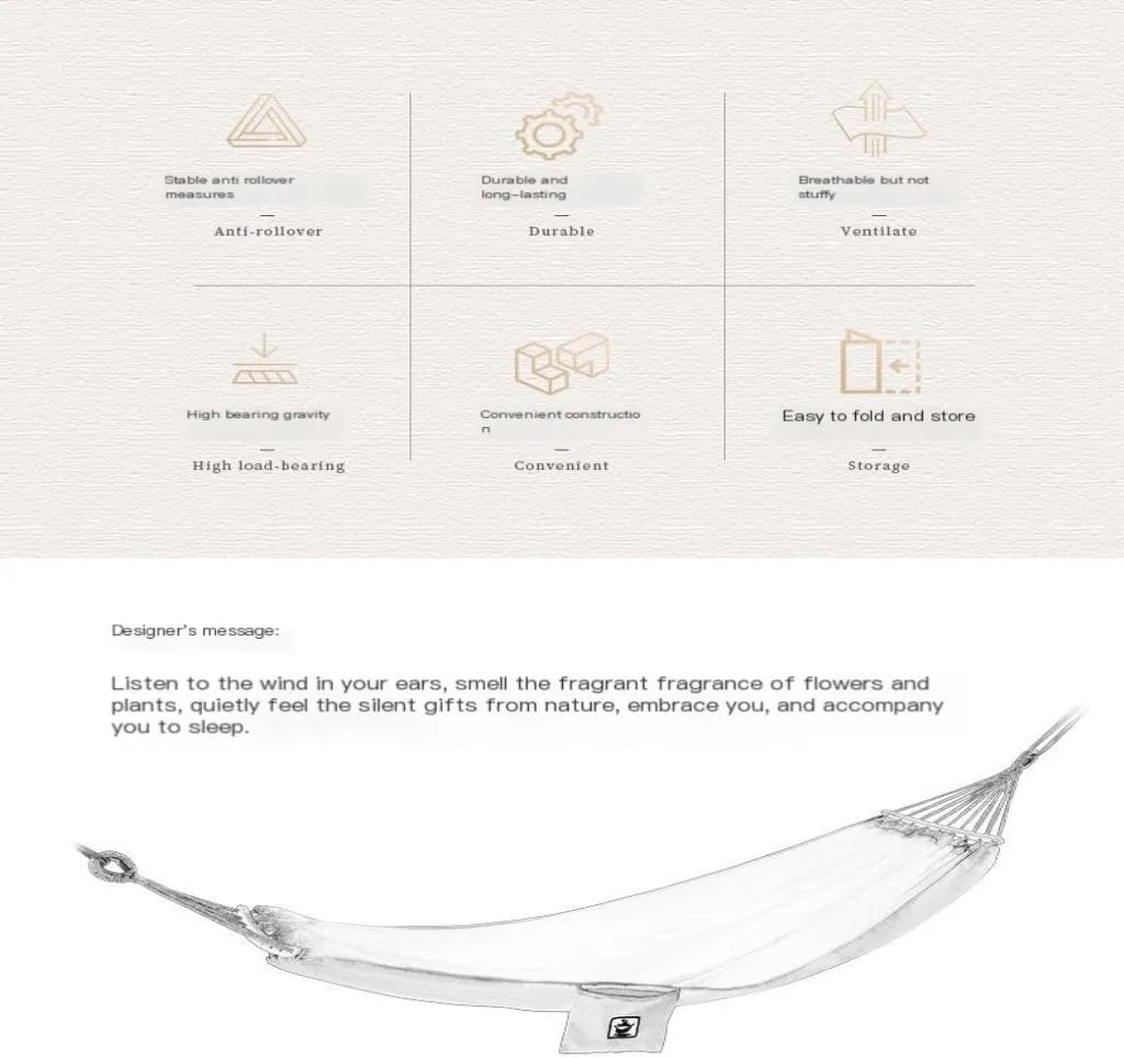 Hammock Double Outdoor Hammock Swing Adult Thick Anti-Rollover Bedroom Bedroom Hanging Chair Camping Large Hammock Hammocks for Outside(Brown)