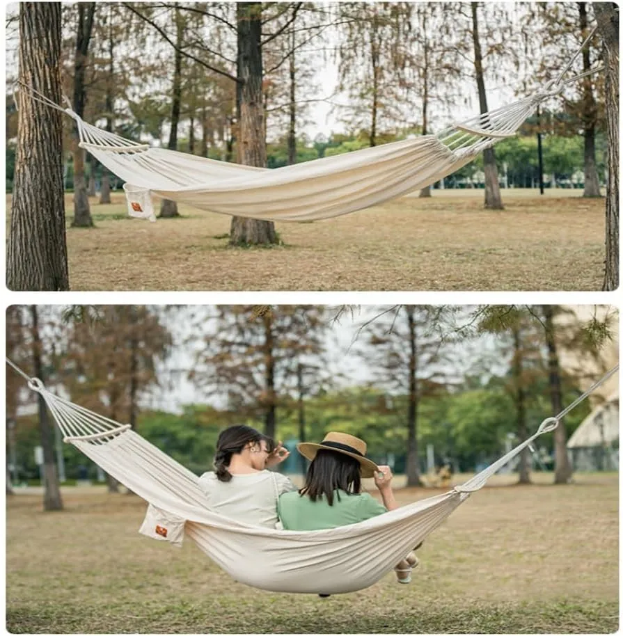 Hammock Double Outdoor Hammock Swing Adult Thick Anti-Rollover Bedroom Bedroom Hanging Chair Camping Large Hammock Hammocks for Outside(Brown)