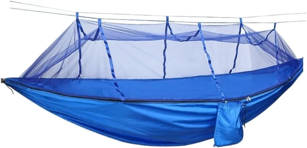 Hammock Double Outdoor Parachute Wholesale Hammock with Mosquito Net Anti-Mosquito Nylon Single Double Camping Hammock Hammock Outdoor(Blue,Small)